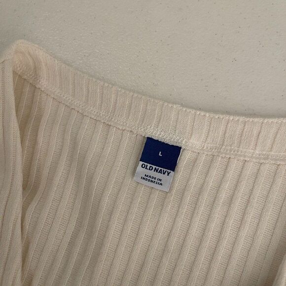 Old Navy Cardigan Women's Large Cream Ribbed Single Button Sweater Cottage - Picture 7 of 10